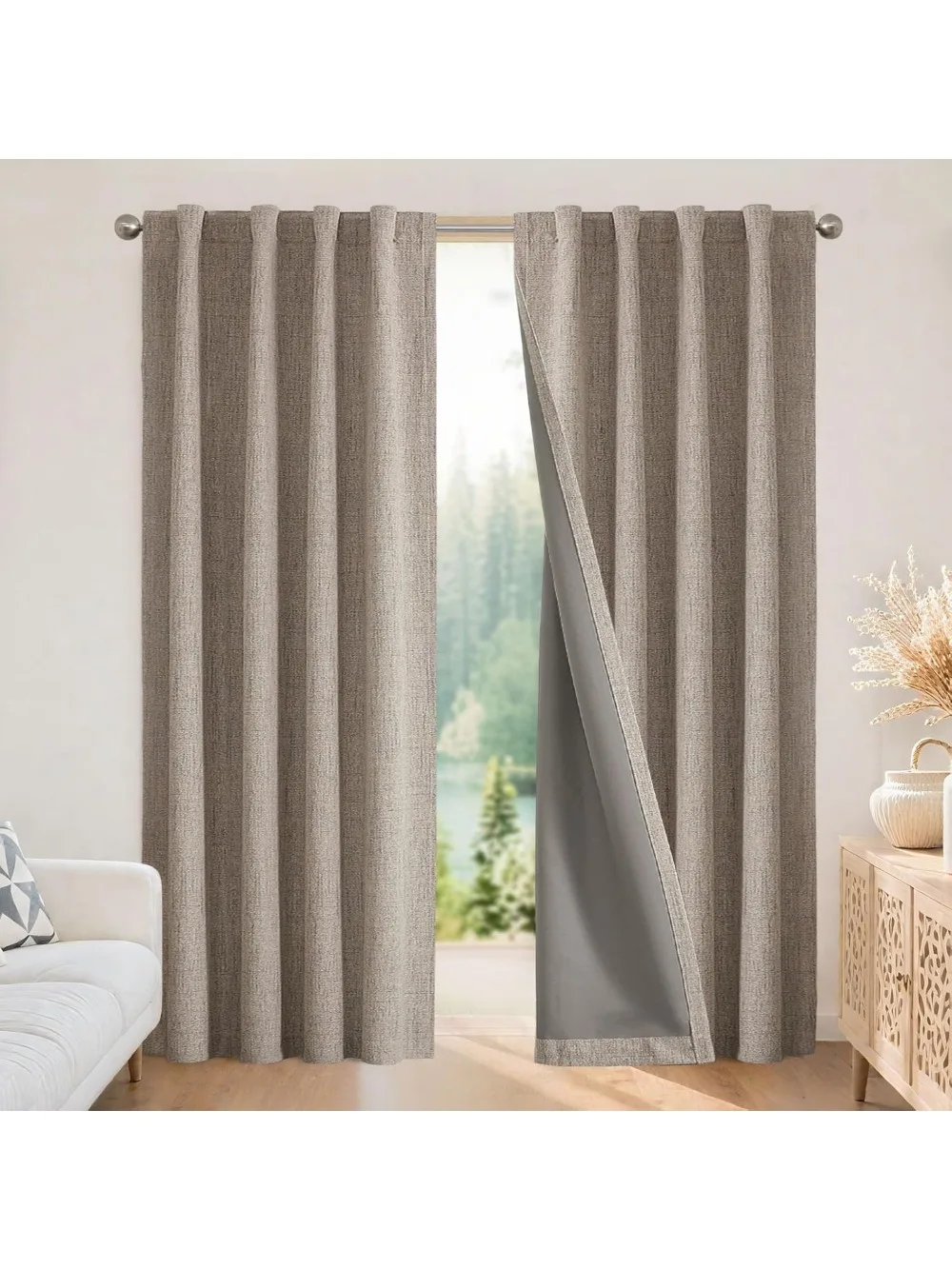 

84 Inch Blackout Curtains 2 Panels, Thermal Insulated Room Darkening, Rod Pocket & Back Tabs