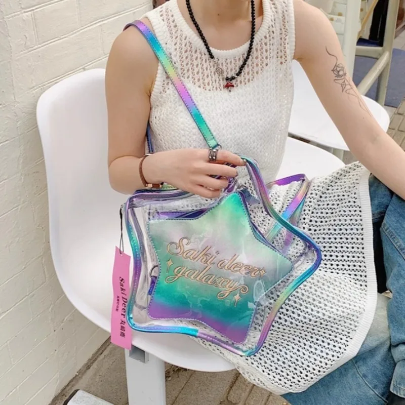 

Прозрачный рюкзак, модный новый стиль, высокий уровень внешнего вида, сумка для матери и ребенка, сумка через плечо с девичьим сердцем, сумка для боли со звездой