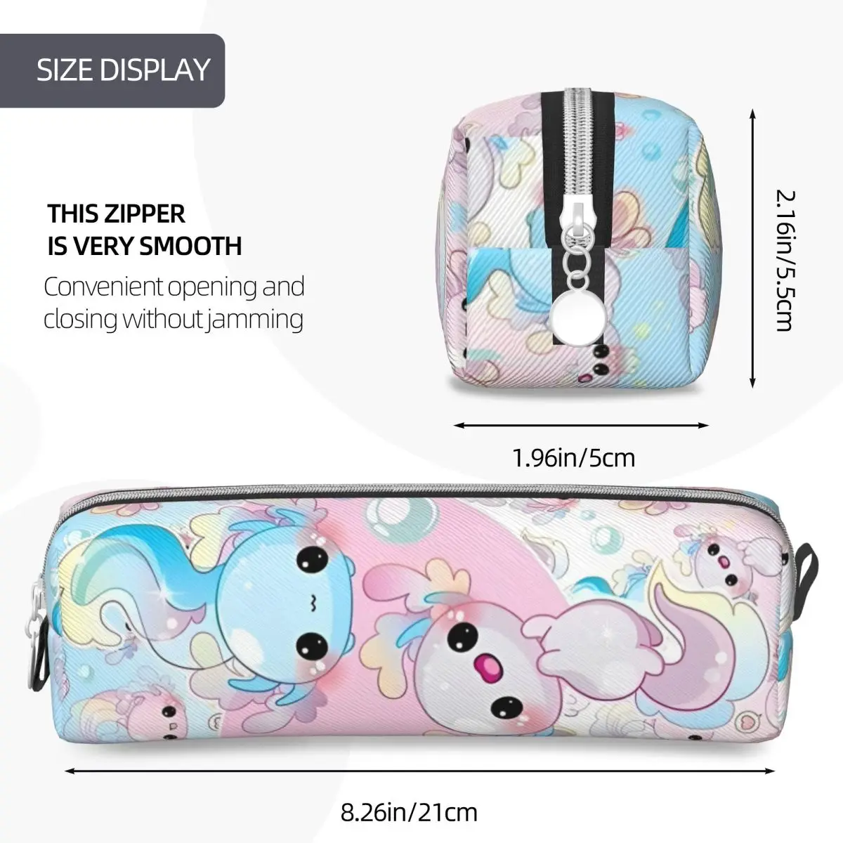 Imagem -04 - Estojos de Lápis Axolotl Animal Bolsa Mexicano Salamandra Pen Box para Menina e Menino Grande Capacidade Material Escolar Lápis Pouch Gift