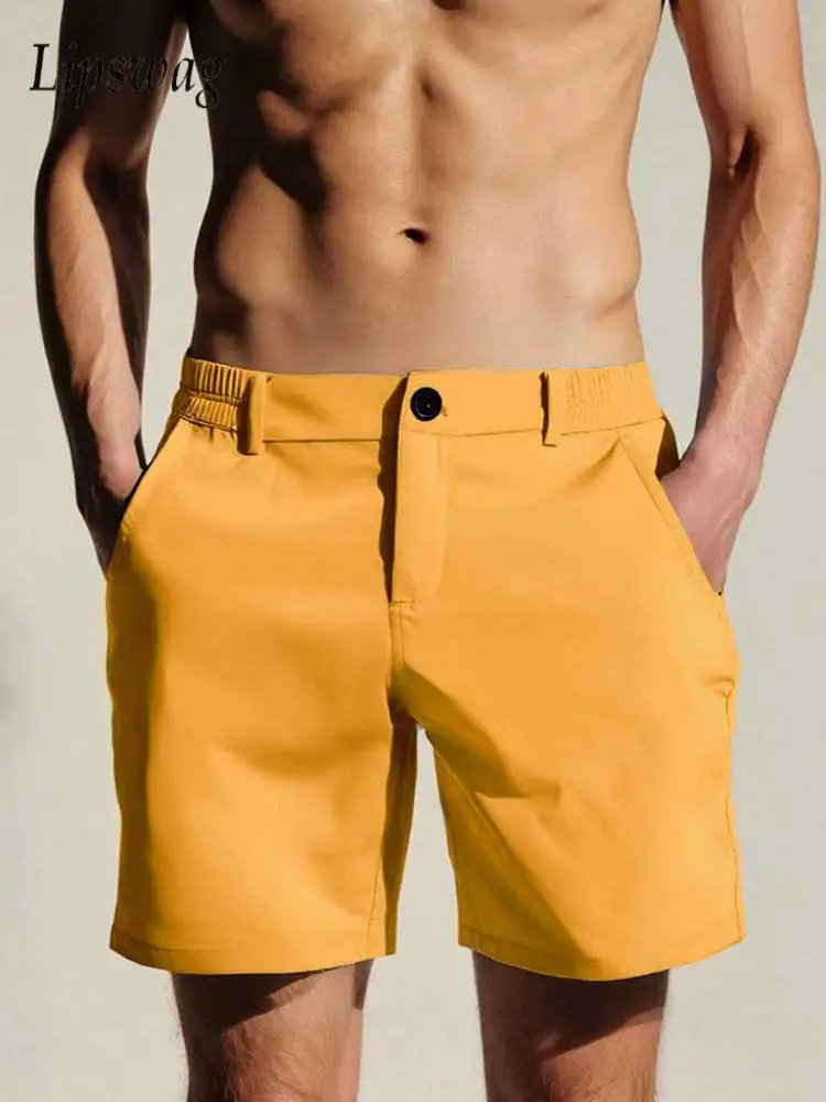 

Vintage Solid Color Mens Slim Shorts 2026 Spring Summer New Casual Stretch Breathable Shorts Men Daily Leisure Straight Bottoms