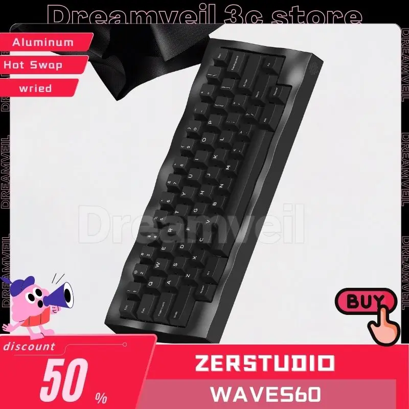 

Zerstudio Waves60 Mechanical Keyboard Kits Aluminum Keyboard Hot Swap Wired 60keys Rgb Light Gasket Custom Office Keyboards Kit