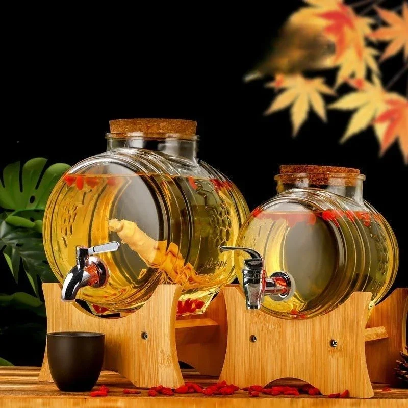 

Special Glass Wine Bottle with Faucet, Fruit Wine, Ginseng Wine Barrel, Medicinal Wine Jar Y5X3Q6