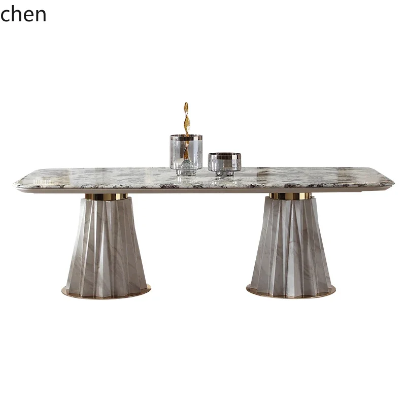 

HSN minimalist light luxury, high-end villa large apartment natural marble dining table