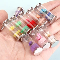 무작위 건조 꽃 식물 유리병 참 펜던트, 쥬얼리 제작, DIY 팔찌 귀걸이 액세서리, 14x34mm, 3 개