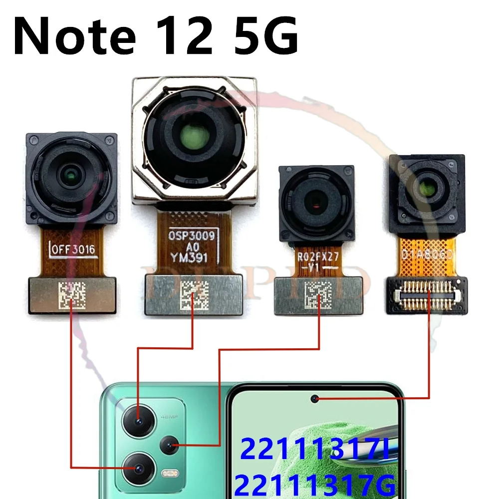 Rear Front Camera For Xiaomi Redmi Note 12 4G 5G Back Selfie Frontal Backside Camera Module Flex Repair Spare Parts