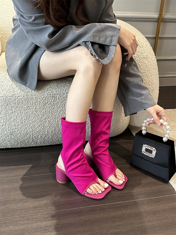 Eilyken Designer Clip Toe Ankle Boots Sandals Women Classics Wedding Party Dress High Heels Slip-On Female Fashion Shoes