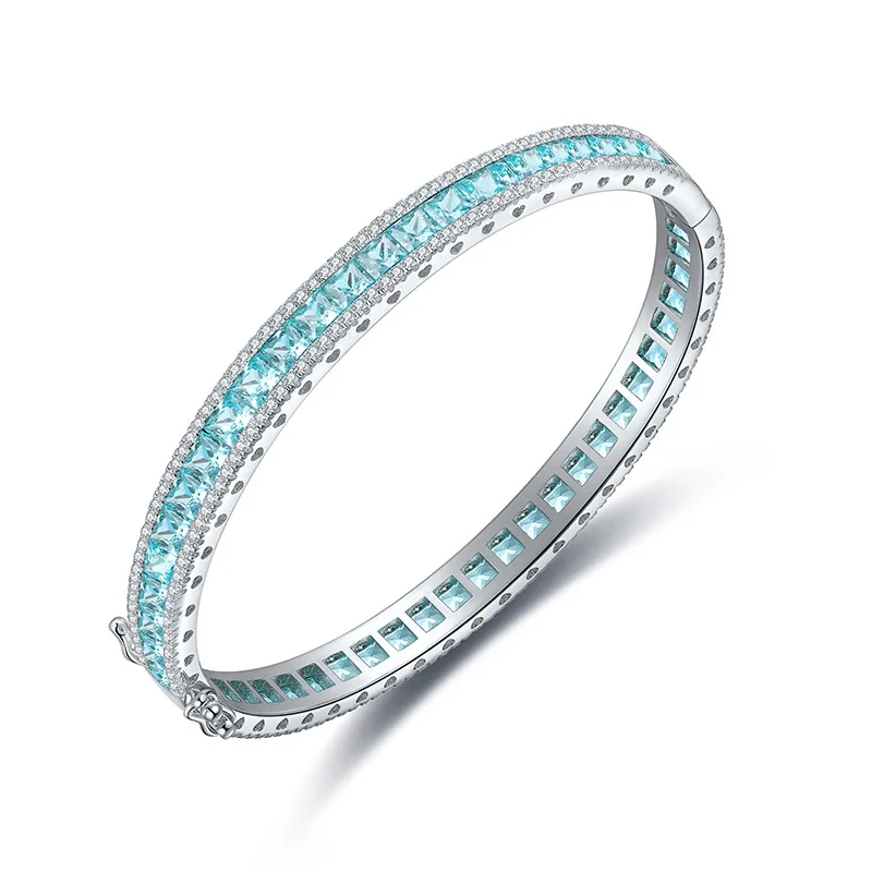 

Культивированный полный браслет Paraiba Micro Pave S925 Серебряные украшения