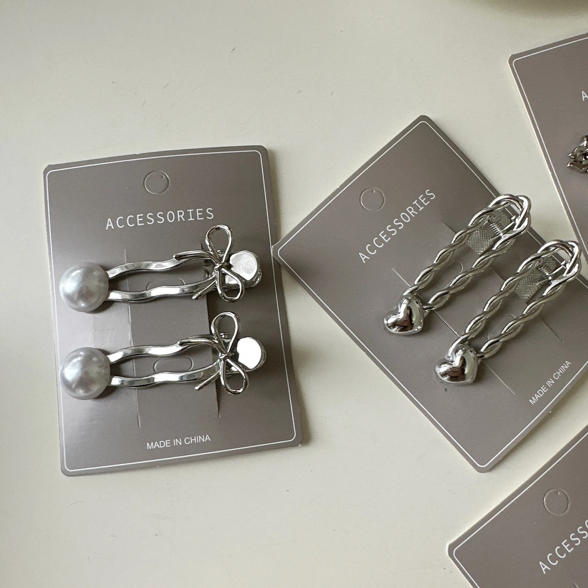 Duck Bill Clip Metal Heart Butterfly Bow for Forehead Bangs Flyaway Hair Pin Cute Cool Sturdy Small Durable Premium