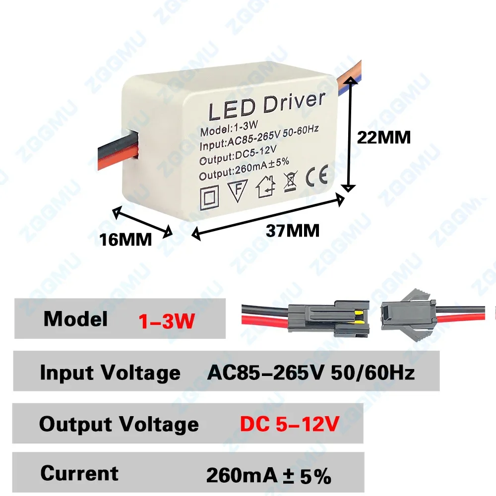 Sterownik LED prąd stały szerokie napięcie DC85-265V 1-3W 4-7W 8-12W 18-24W zasilacz dla majsterkowiczów LED Downlight lampa sufitowa