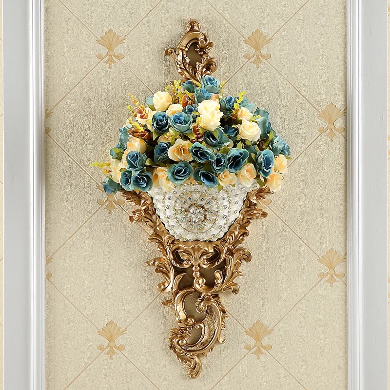 Living room sofa background wall pendant flower wall decoration European entrance simple European decoration corridor