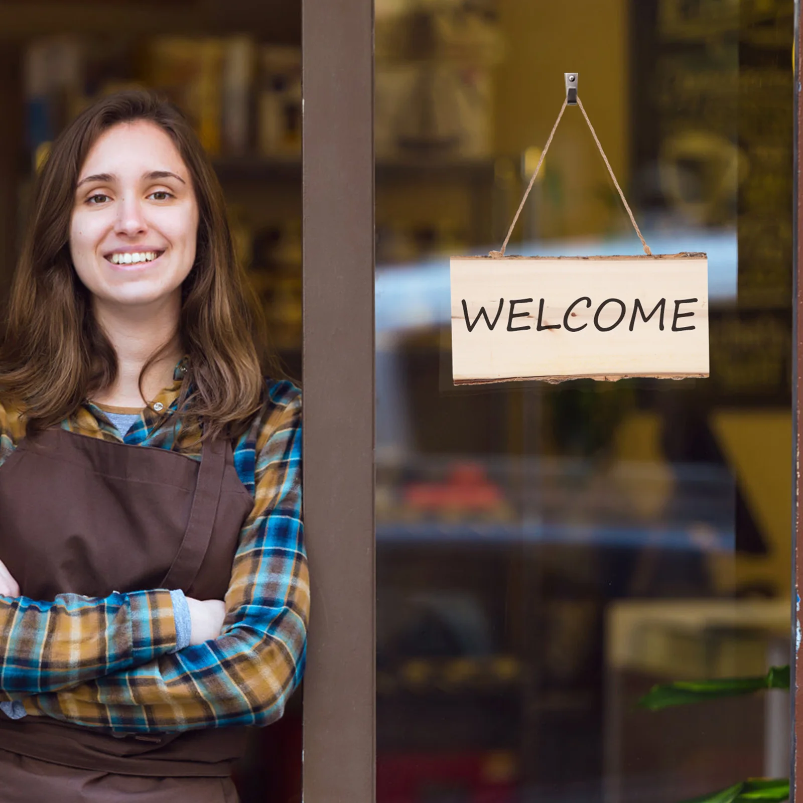 

2Pcs Farmhouse Wooden Sign for Door Store Entrance Unfinished Rectangle Wood Plaque Hanging Craft Decor Wall Use