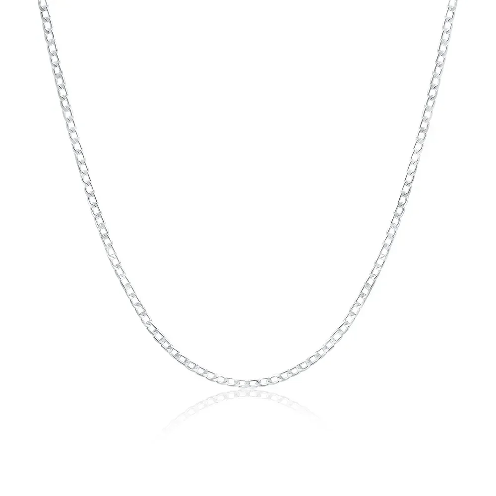 Collar de plata de ley 925 para hombre y mujer, cadena larga con cierre de langosta, joyería de compromiso, 2-12MM de ancho, 40-75cm, venta al por