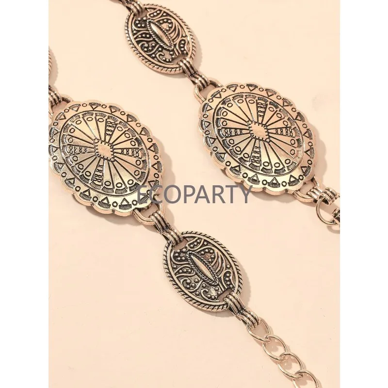 Western Metal Concho Belt for Women Cowgirl Chain Belts for Dresses Jeans Country Concert Outfit