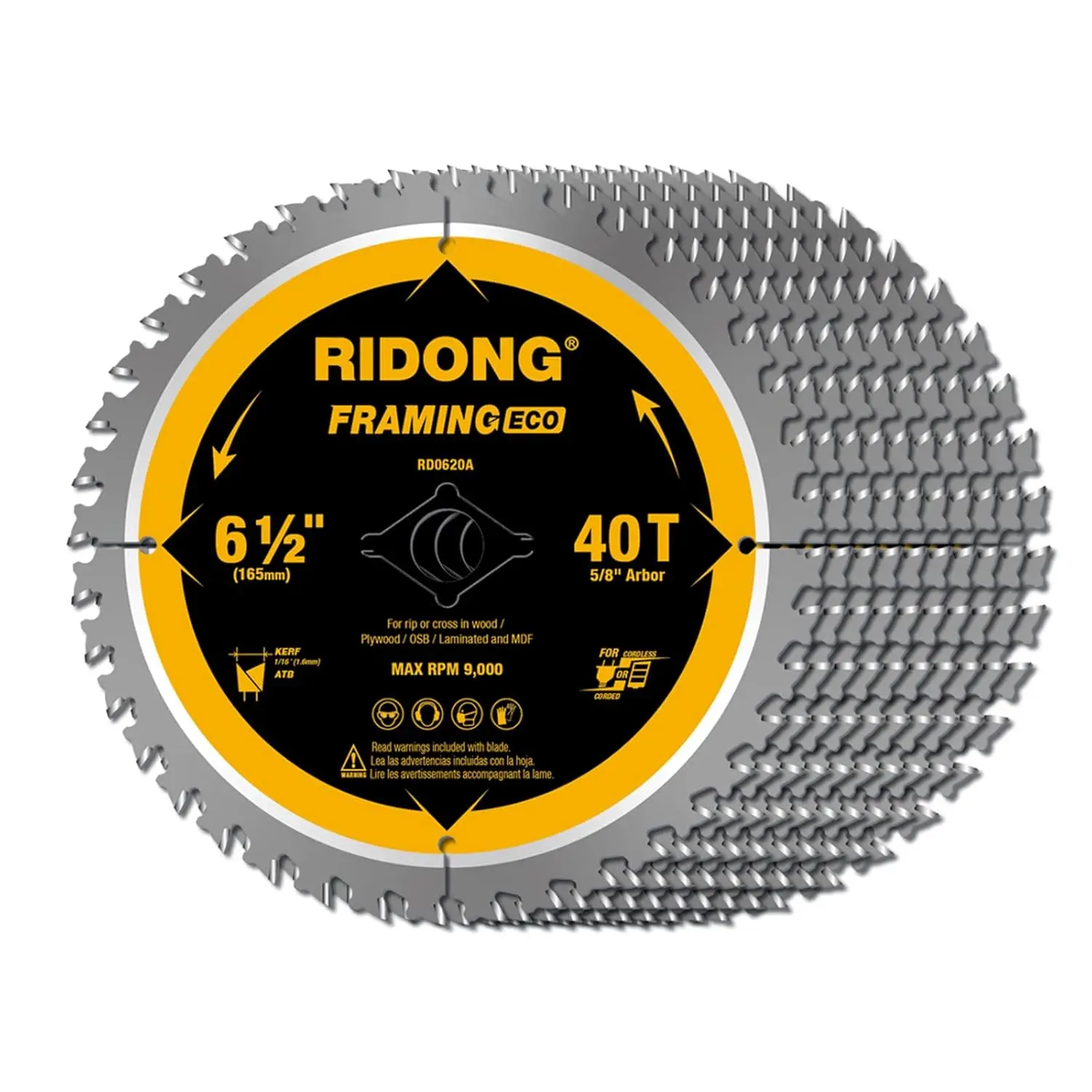 

6-1/2 Inch 40 Tooth Circular Saw Blade for Wood Cutting, 5/8 Inch Arbor, 10-Pack