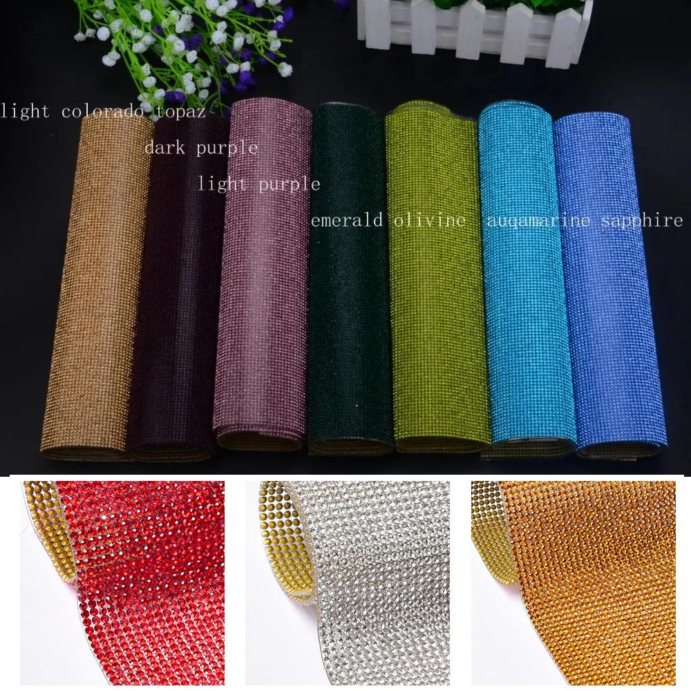 24*20cm Rhinestone Trim SS6 2mm Glass Hot Fix Applique Wedding Decoration Strass Crystal Transfer Sheet Clothes DIY Accessories