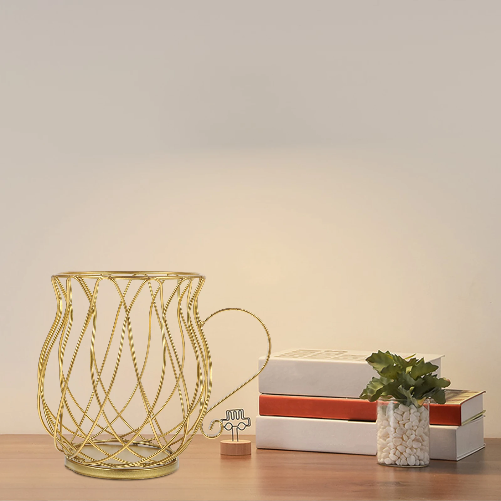 

Sturdy Holder Storage Basket Capsules Display Stand Home Kitchen Office Cat Ear Design Tea Bags Sugar Snacks