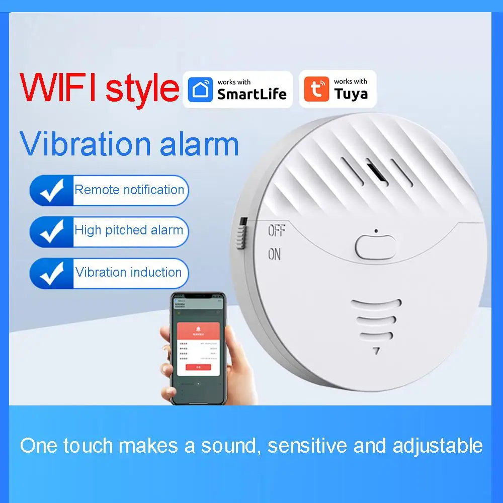 Tuya Smart Wireless Door Window Sensor WiFi Vibration Alarm Burglar Glass Break Sensor Security-protection Alarm Detector System