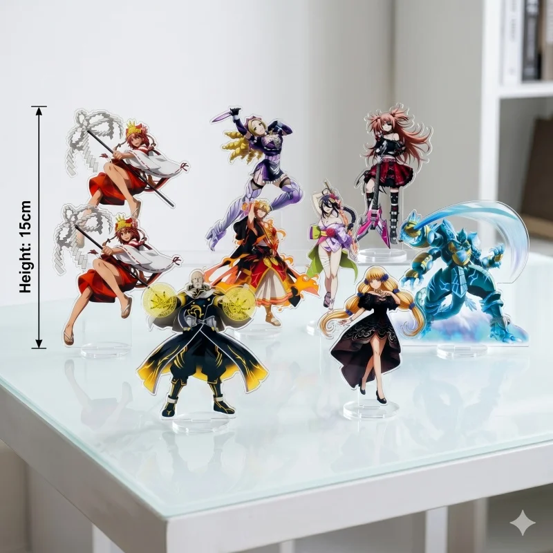 15CM Anime Overlord  Keychain Acrylic Figure Stand Pandora's Actor Mare Bello Fiore Aura Bella Fiora Peripheral Ornaments Gifts