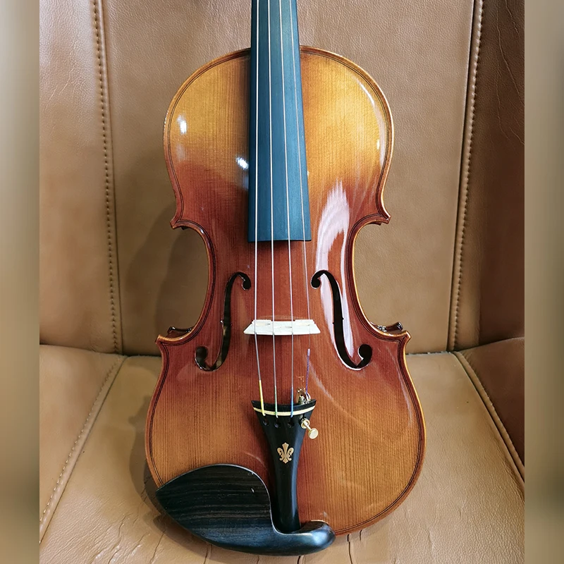 CHRISTINA Violin One-piece Flame Maple Back V07C Red Gradient Varnish Spruce with Ebony Fittings for Intermediate 4/4-1/8 Size