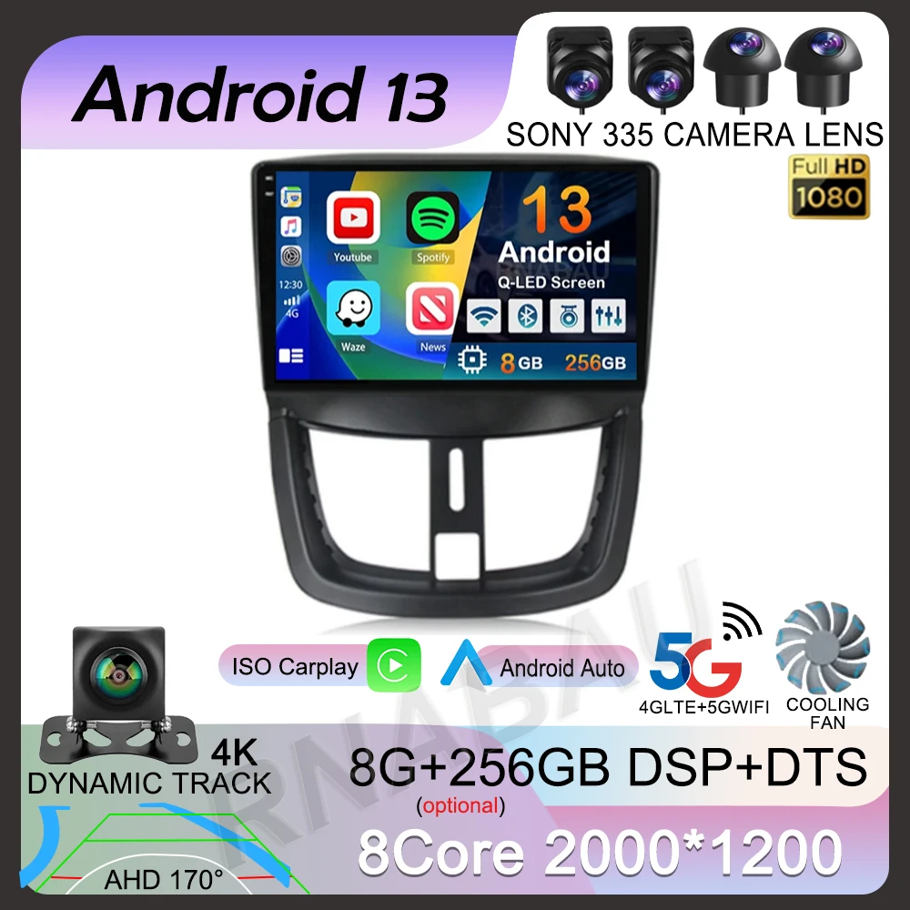 

Android 13 Carplay Auto Car Radio For Peugeot 207 CC 207CC 2006-2015 Multimedia Video Player Stereo GPS Head Unit 2din 2 Din DVD