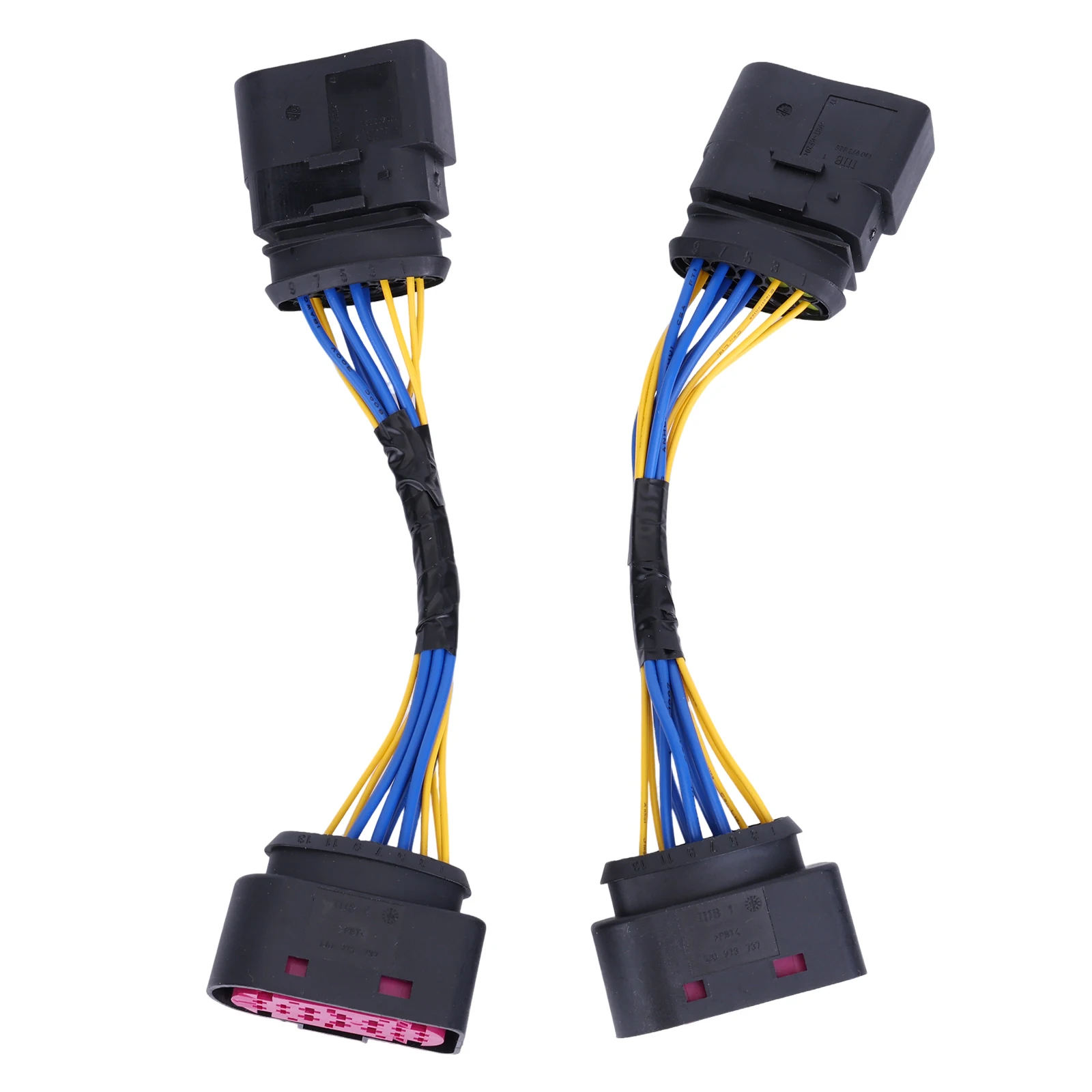 

2Pcs For V-W 10 to 14 Pin Xenon HID Headlamp Headlight Connector Adapter Replaces 1J0973737