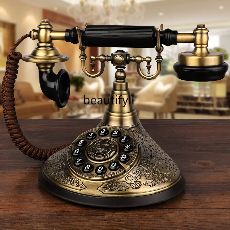 American Retro Telephone Living Room Landline Old-Fashioned Creative Metal Button Office Telephone