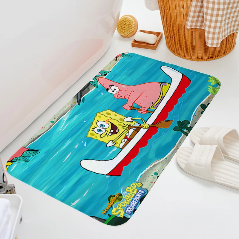 Anime Rug Aesthetic S-Spongebobs Mats Front Door Entrance Carpet Non Slip Carpet Carpet for Bedroom Bathroom Rug Room Rug Carpet