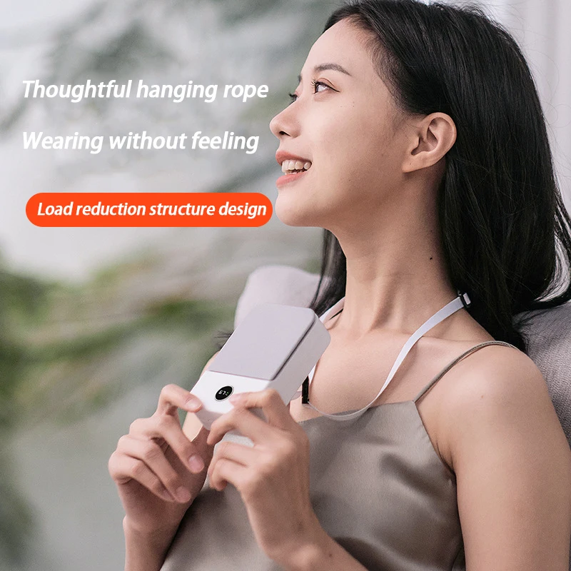 Xiaomi Mini Digitaal Display Hangende Nek Ventilator Draagbare Usb Oplaadbare 3 Speed Mute Persoonlijke Tailleclip Op Ventilator Zomer Luchtkoeler