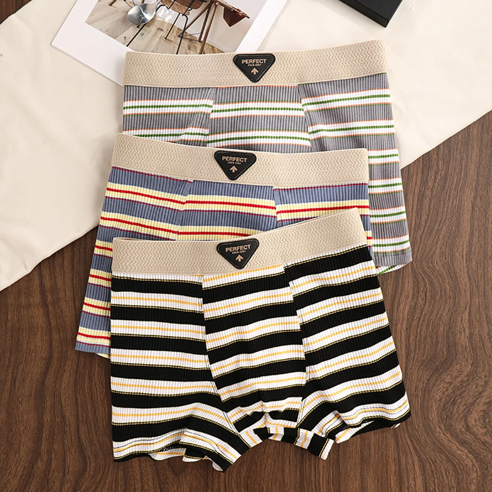 

3PCS/Pack Breathable Antibacterial Mesh Crotch Underwear Comfortable Soft Underpants Smile U Waistband 4XL Cotton Men's Panties