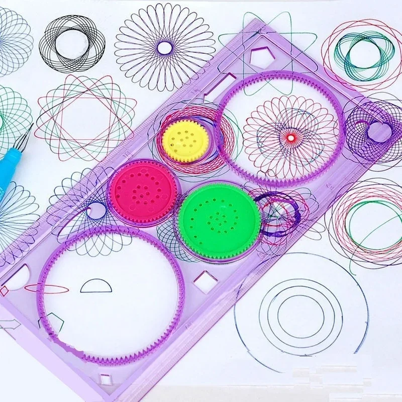 Schilderen Multifunctionele Puzzel Spirograph Geometrische Heerser Opstellen Tools Voor Studenten Tekening Speelgoed Kinderen Leren Art Tool