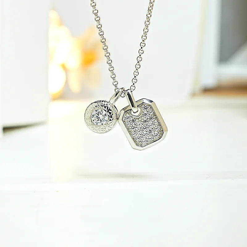 S925 silver daily luxury perfume bottle inlaid with high carbon diamond fashionable versatile commuter necklaces are popular