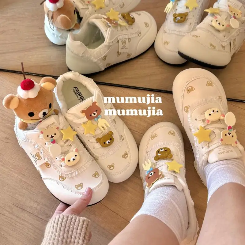 

Japanese Rilakkuma Training Shoes for Girls Original Cute Casual Shoes Cartoon Sports Shoes Women's Versatile Little White Shoes
