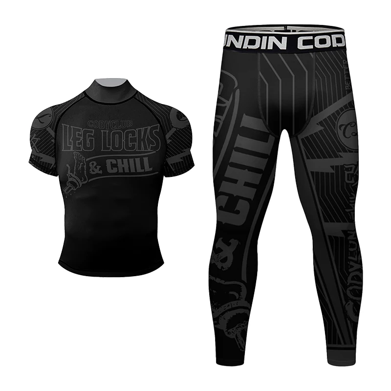 أخبار الساق Kocks البرازيلي جيو جيتسو ملابس رياضية الرجال لا جي BJJ جيو جيتسو Rashguard قمصان MMA السراويل مع المطاط اللياقة البدنية الرياضة #6