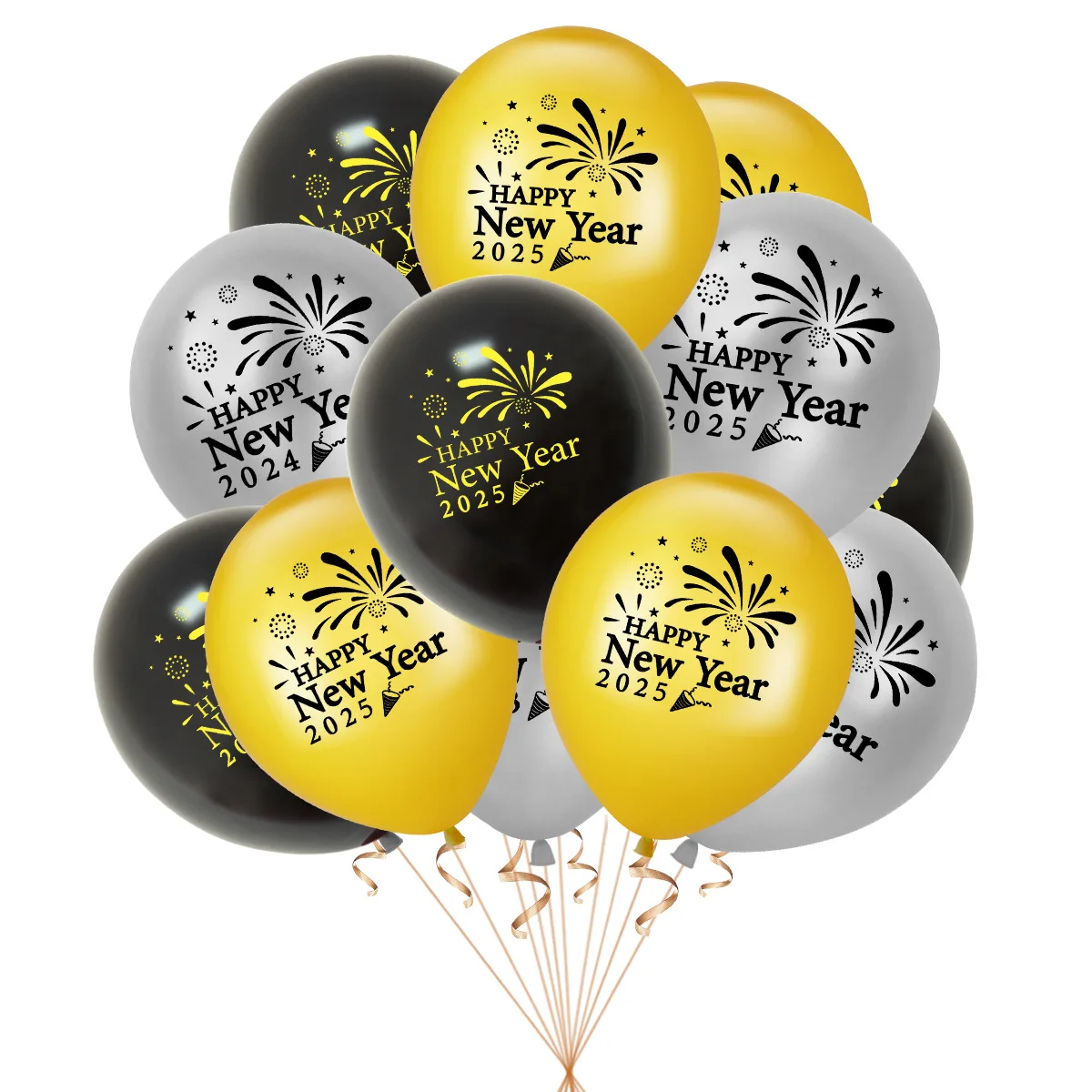 12pcs/set 2025 New Year's Day Party Latex Balloons Happy New Year Party Decoration Happy New Year Balloon Set