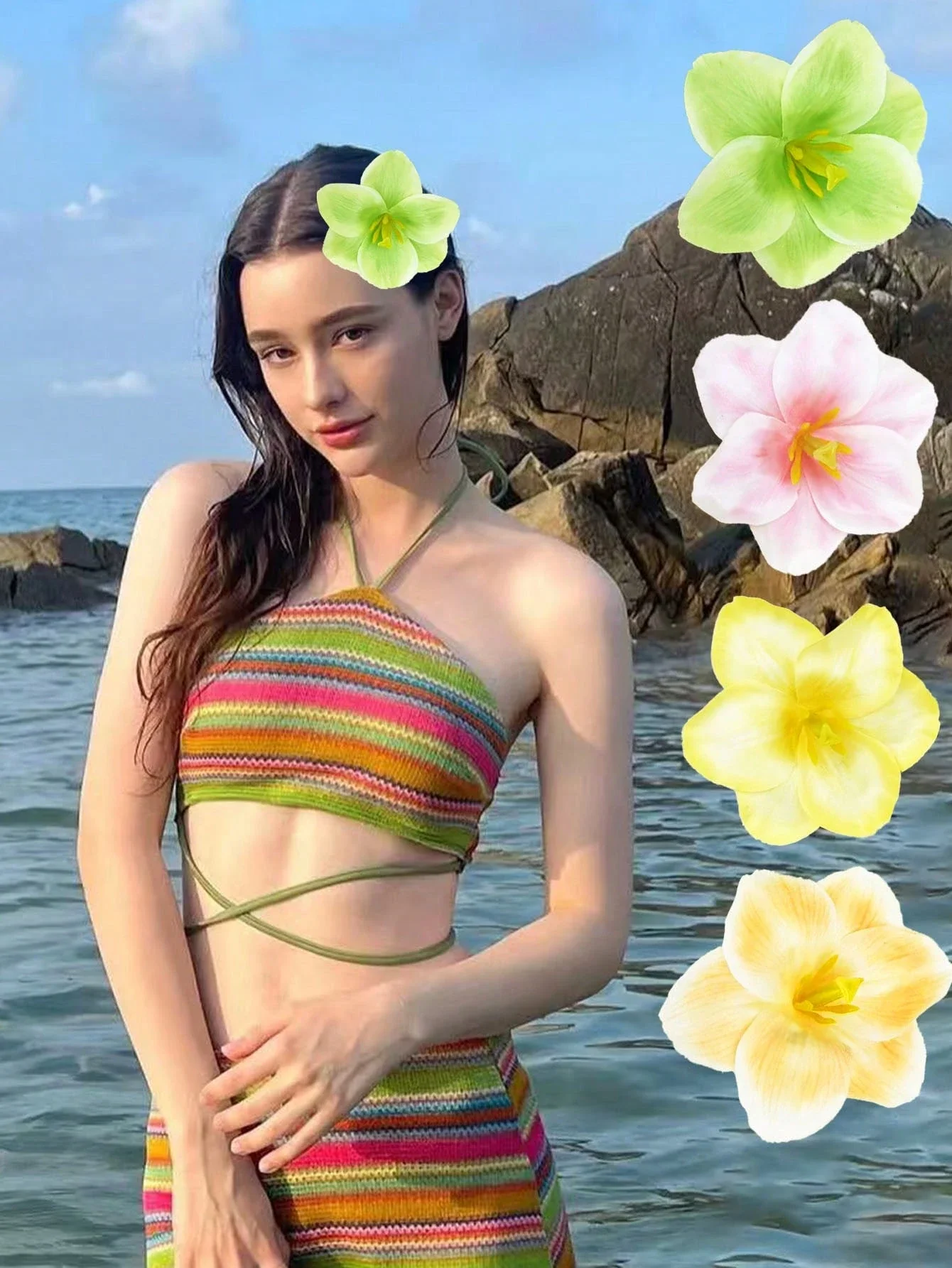 

4pcs Faux Plumeria Hair Clips Hawaiian Tropical Hair Accessories For Women Beach Party Wedding Summer Festival