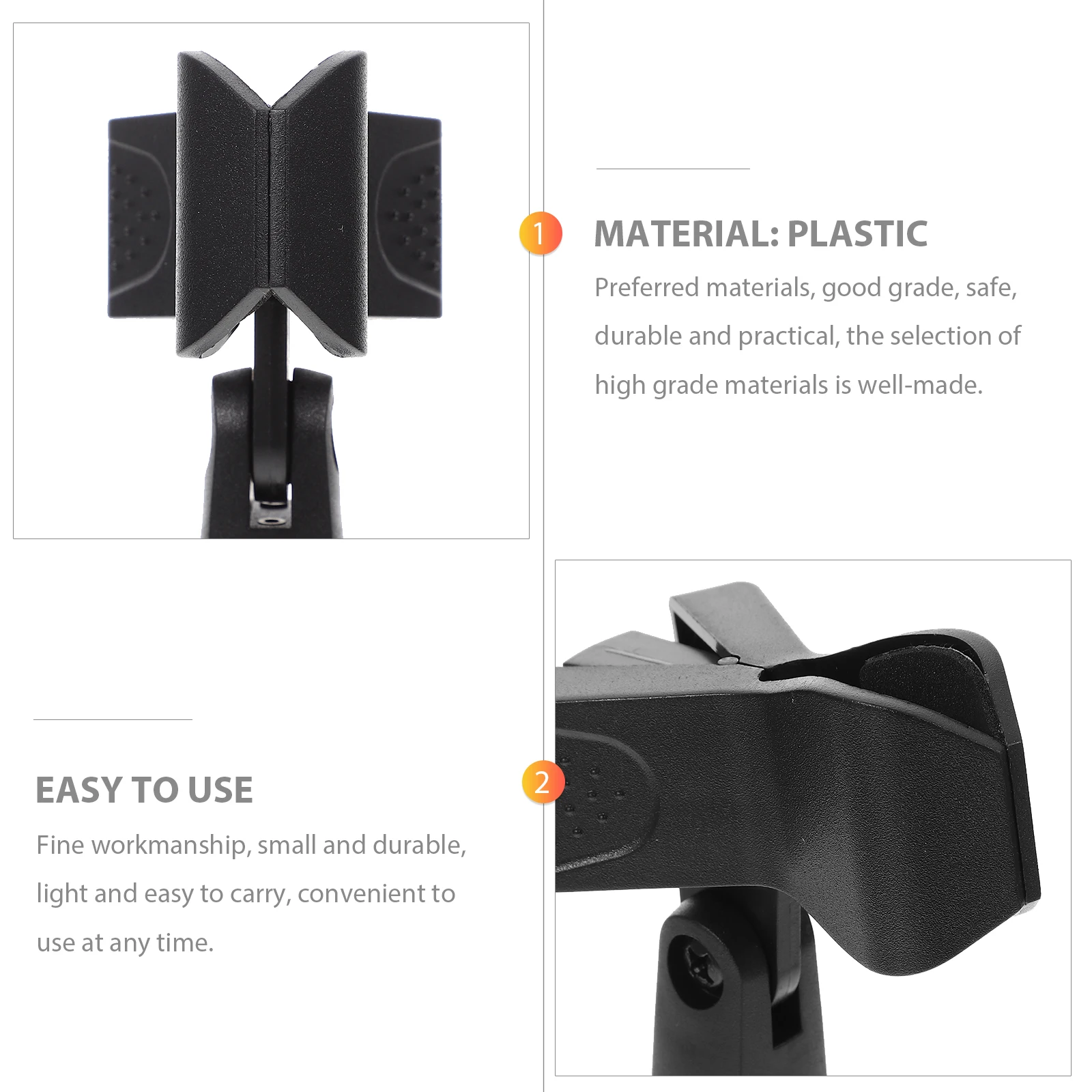 

4pcs Plastic Microphone Clips Universal Mic Clip Adjustable Lightweight Durable Easy Carry For Most Mics Black