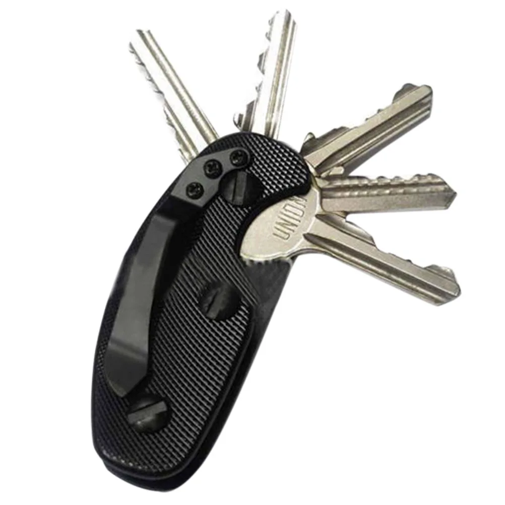 

Aluminum Key Holder Black 74*33*14Mm Hard Alloy Non-Slip Grip For Outdoor Everyday Carry Pocket Tool Camping Hiking