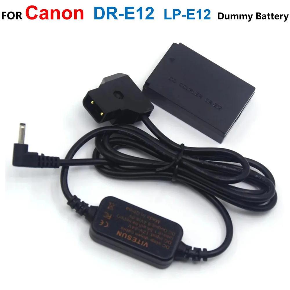 

DR-E12 LP-E12 Dummy Battery+ACK-E12 12-24V Step-Down Cable To D-TAP Dtap Adapter For Canon EOS M M2 M10 M50 M100 M200