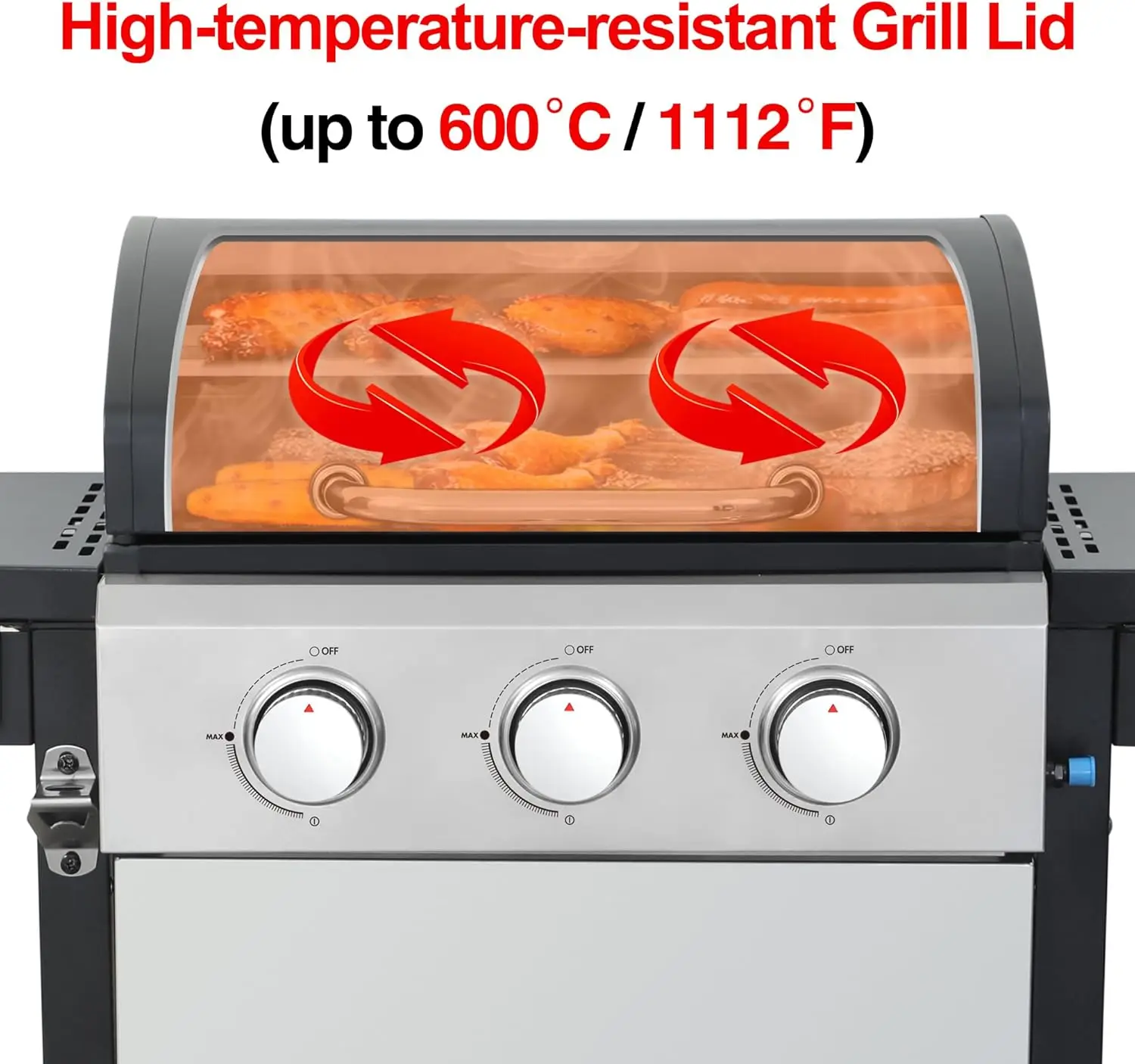 Parrilla de gas propano de 3 quemadores con salida de 30.000 BTU: gestión de grasa de fácil limpieza y distribución uniforme del calor para barbacoa perfecta (3-Bu