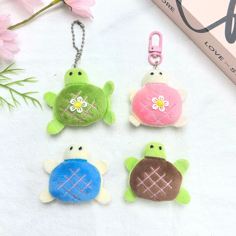 Cartoon Colorful Turtle Plush Keychain Cute Kawaii Animal Doll Anti-Lost Keyring Pendant Backpack Decoration Accessories Gifts