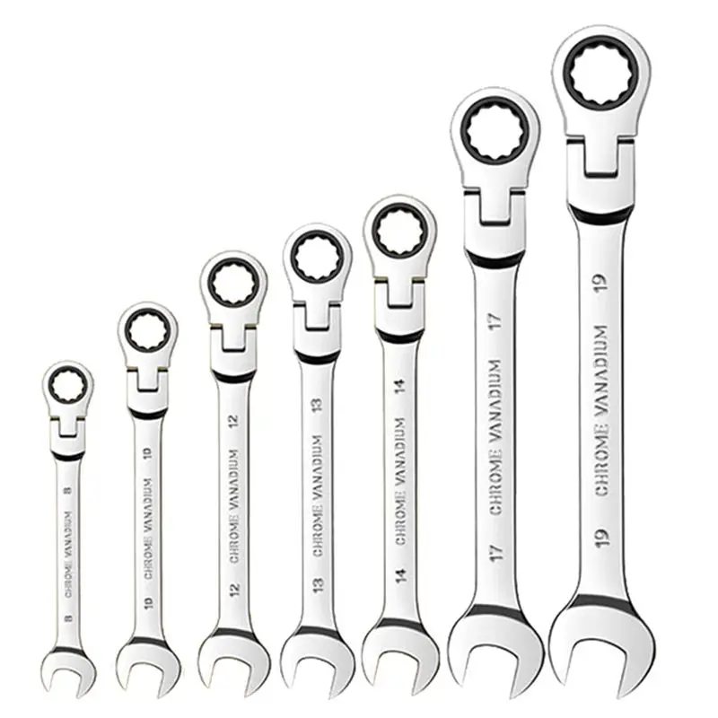 

B03C-7PCS Ratcheting Wrench Set Standard Metric Combination Ratchet Wrenches Set For Car Repair And Household Repair