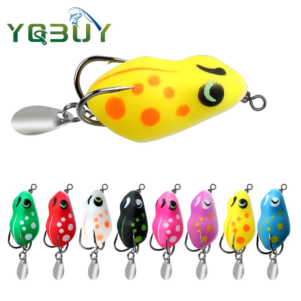 

Fishing Lure 2.5cm/3.2g Soft Frog with Double Blood Hooks TopWater Frog Artificial Bait