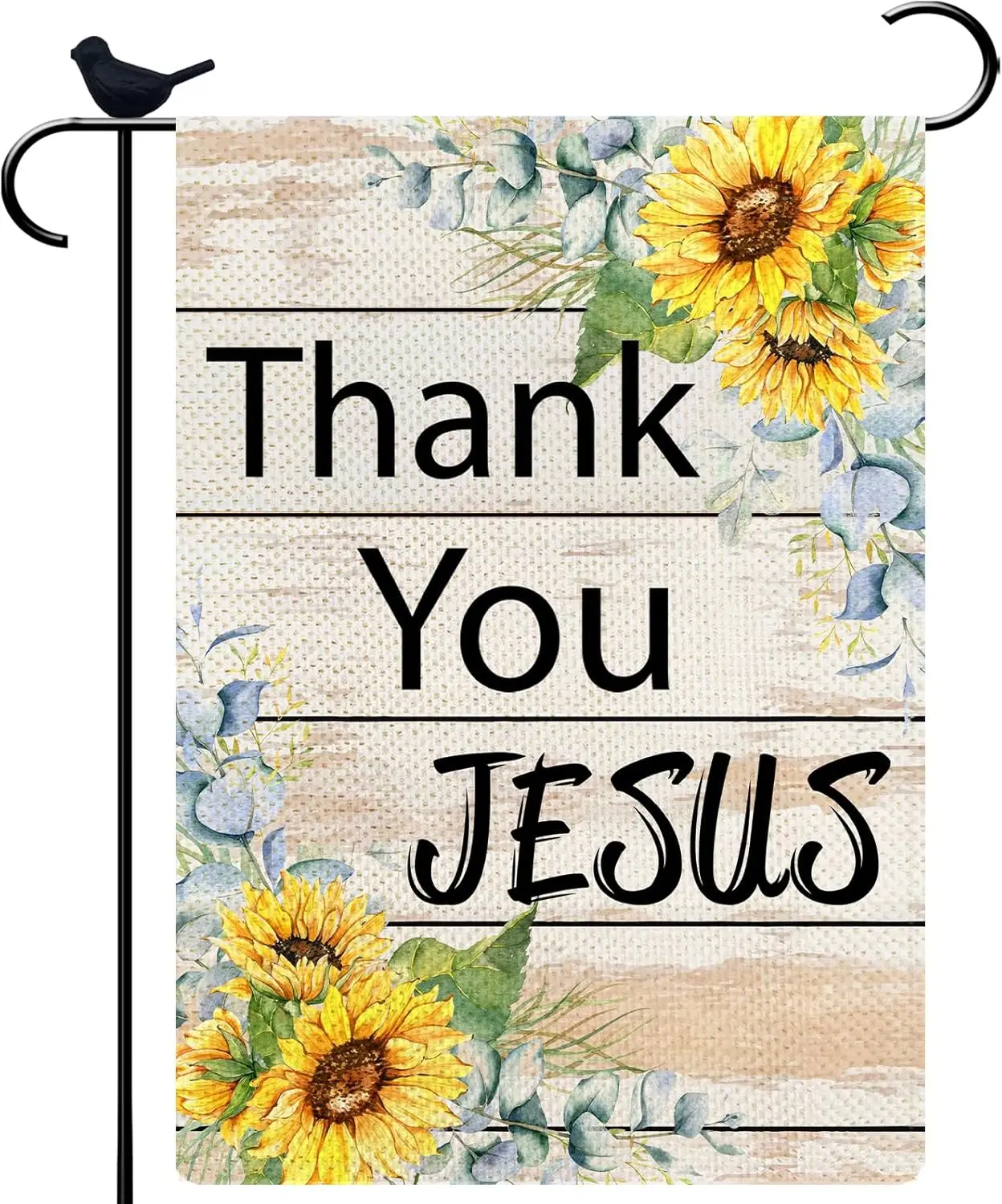 Thank You Jesus Small Garden Flag Summer Sunflowers Garden Flag Christian Burlap Yard Decoration Double Sided Garden Flag 12.5 x