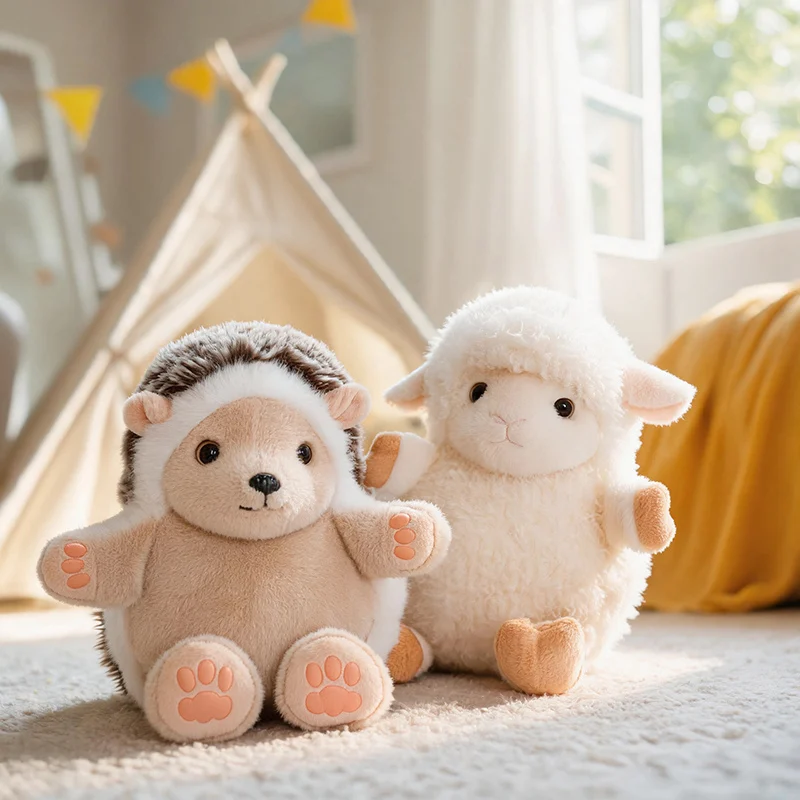 10/20/30cm Cartoon Flip-over Hedgehog Plush Doll Pillow Bag Pendant Round Sheep Animal Stuffed Toy Home Decor Gift For Children