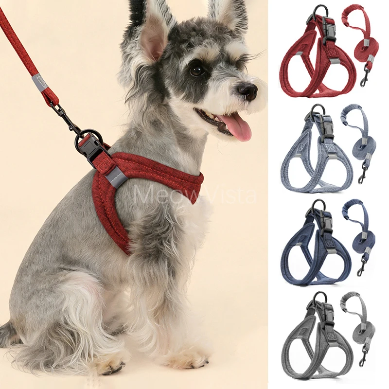 

Lightweight No Pull Dog Harness Set Escape-Proof Adjustable Soft Padded Pet Vest Harness for Small Medium Dogs Training Walking