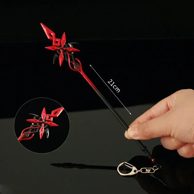 Genshin Impact Arlecchino Weapon Metal Keychain Model The Knave Scythe Red Moon Shape Sword Ornaments Katana Desk Ornaments Toy