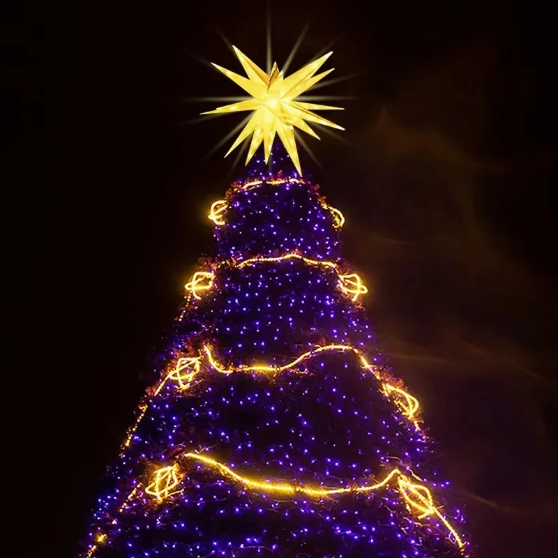 Lampu Tali Kembang Api Aplikasi Pintar 60CM dengan Lampu Starburst Gantung RGBIC Luar Ruangan Jarak Jauh Lampu Bintang Puncak Pohon Natal