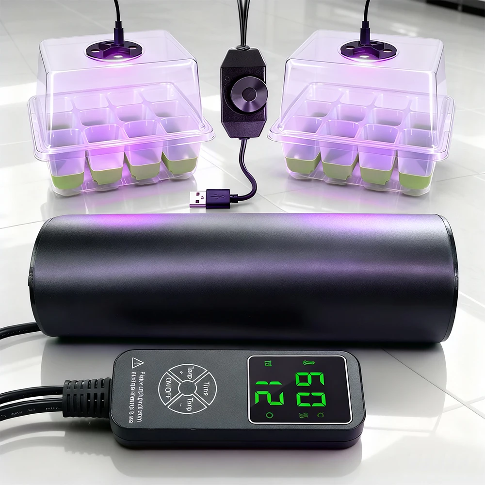 16 واط البذور كاتب كيت ث/توقيت الحرارة حصيرة LED الطيف الكامل تنمو ضوء لشتلات استنساخ صندوق إنبات صينية الحضانة الدفيئة #1