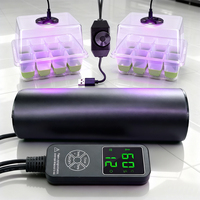 16W Seed Starter Kit w/ Timed Heat Mat LED Full Spectrum Grow Light for Seedling Cloning Germination Box Greenhouse Nursery Tray