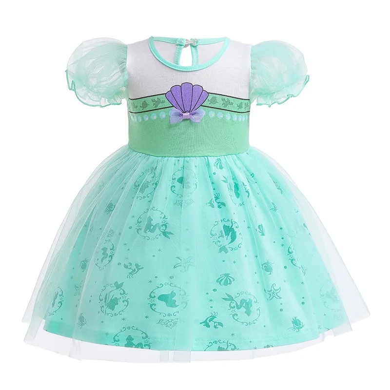 

Kids Girls Summer Princess Dress Green Puff Sleeve Shell Tulle Tutu Dresses Kids Birthday Party Role Play Costume Q5090